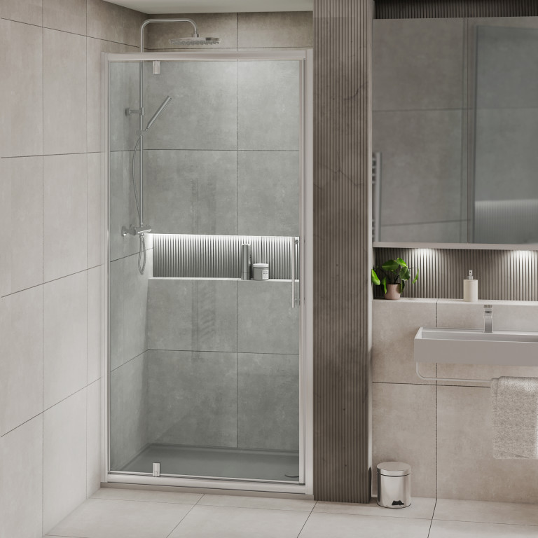Pivot Door In Alcove SilverAP100LF010